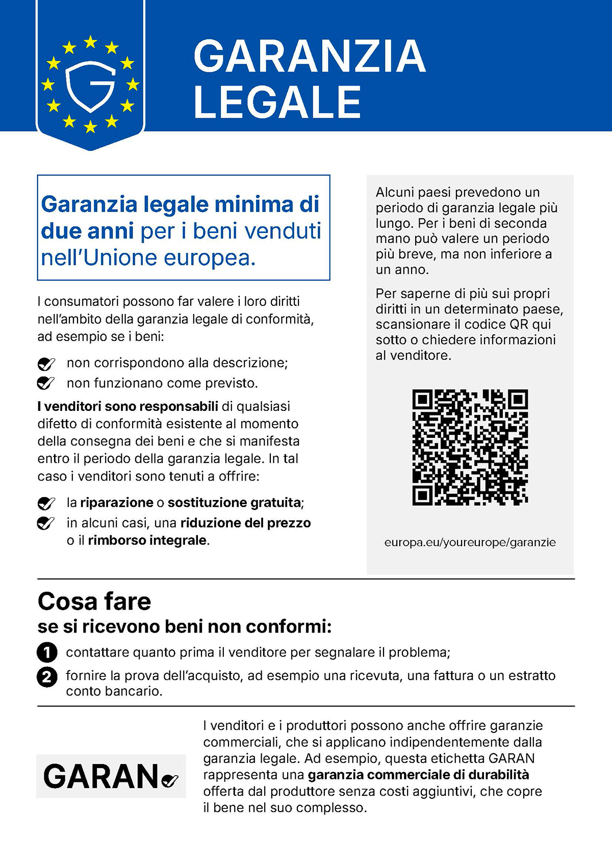 avviso armonizzato garanzia legale