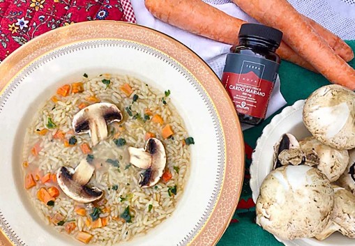 Minestra di Riso Funghi e Cardo Mariano