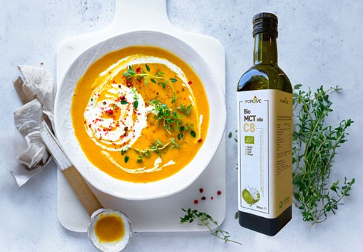Zuppa arricchita con l'energia pura dell'Olio MCT